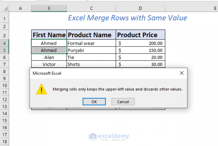 Excel Merge Rows with Same Value (4 Ways) ExcelDemy