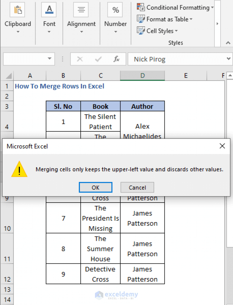 How to Merge Rows in Excel (2 Easy Methods) ExcelDemy