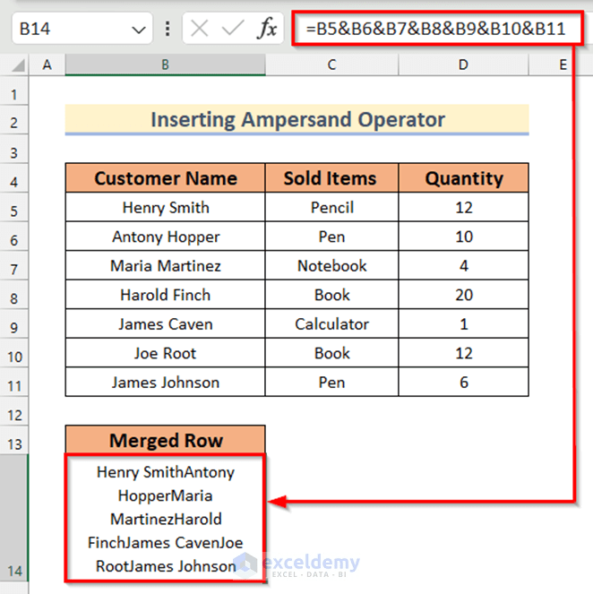 How to Merge Rows Without Losing Data in Excel (5 Easy Ways)