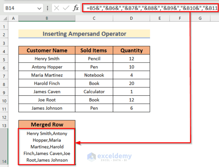 How to Merge Rows Without Losing Data in Excel (5 Easy Ways)