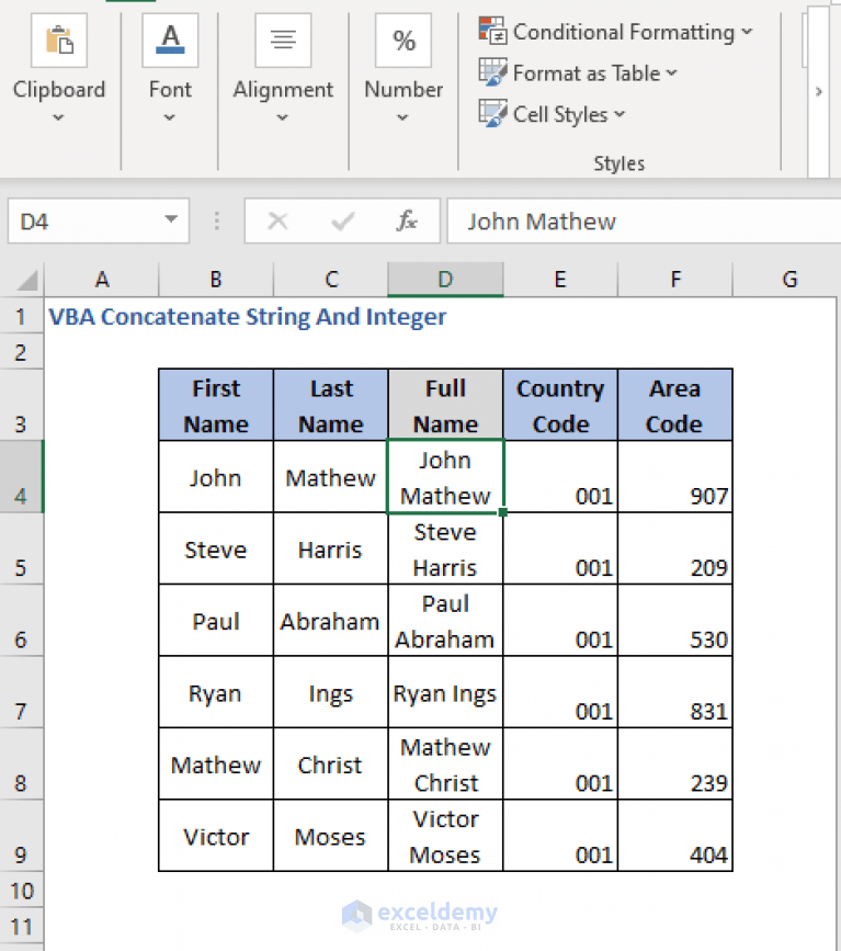 How to Concatenate String and Integer using VBA ExcelDemy