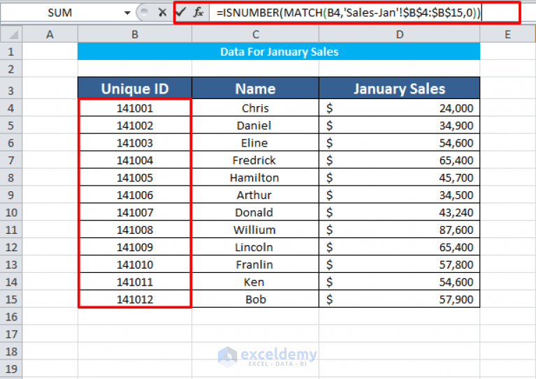 How to Find Matching Values in Two Worksheets in Excel (4 Methods)