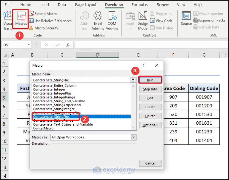 How to Concatenate String and Integer with VBA (5 Easy Ways)