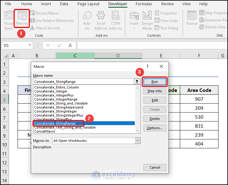 How to Concatenate String and Integer with VBA (5 Easy Ways)