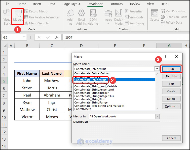 How to Concatenate String and Integer with VBA (5 Easy Ways)