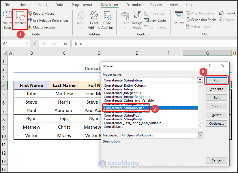 How to Concatenate String and Integer with VBA (5 Easy Ways)