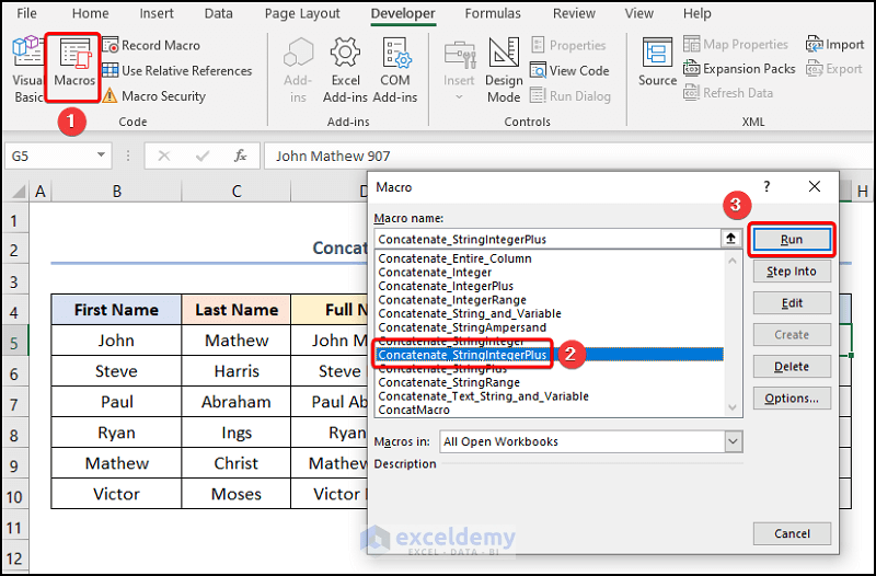 How to Concatenate String and Integer with VBA (5 Easy Ways)