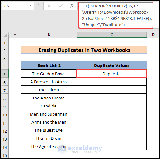 How to Remove Duplicates Using the VLOOKUP Function in Excel 2 Methods