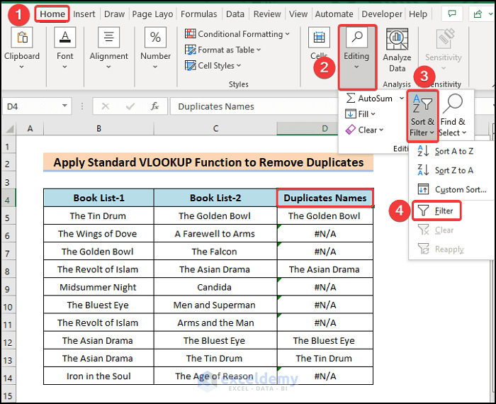 How to Remove Duplicates Using the VLOOKUP Function in Excel 2 Methods