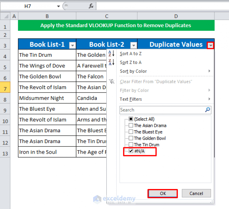 How to Remove Duplicates Using VLOOKUP in Excel (2 Methods)