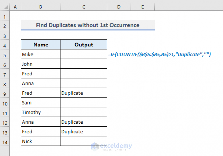 Excel Formula to Find Duplicates in One Column ExcelDemy