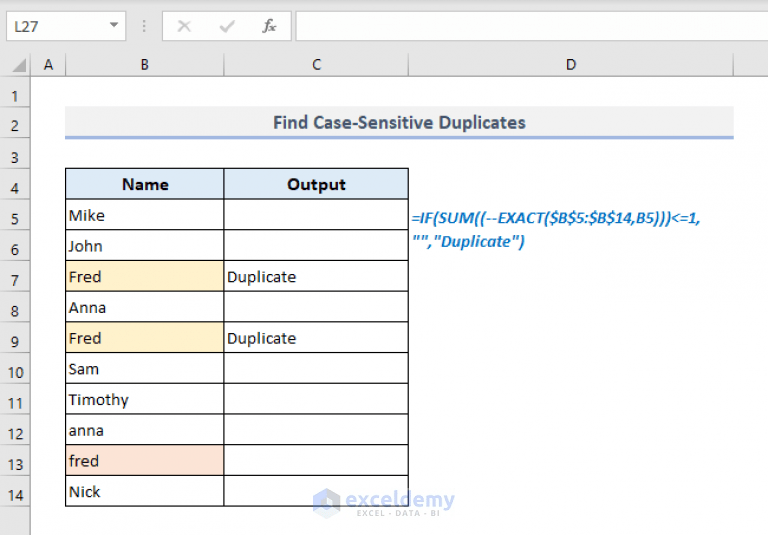 Excel Formula to Find Duplicates in One Column ExcelDemy