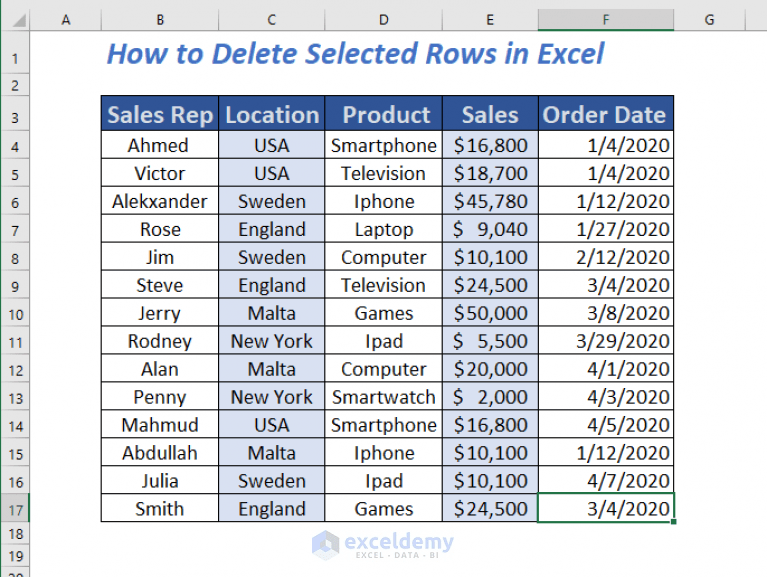 How to Delete Selected Rows in Excel(8 Approaches) ExcelDemy
