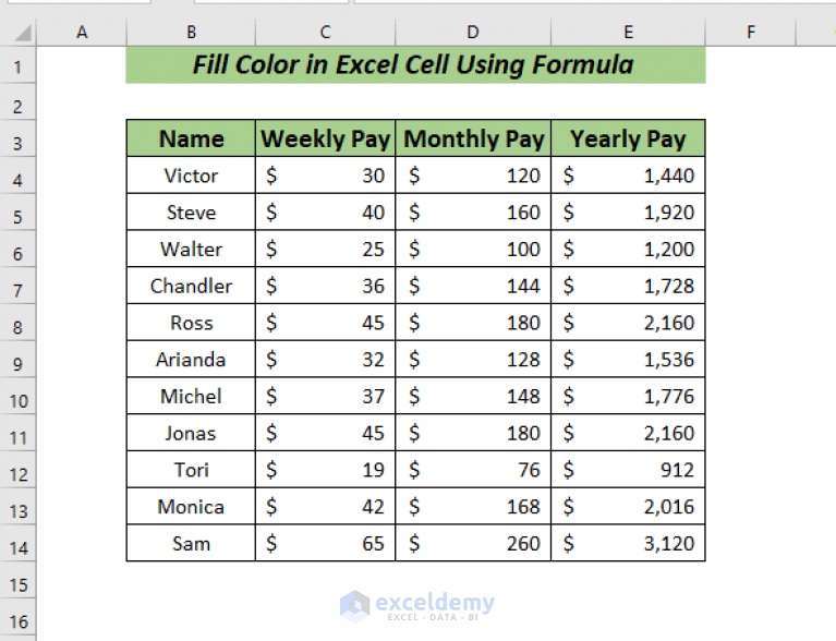 How to Fill Color in Excel Cell Using Formula (5 Easy Ways) ExcelDemy