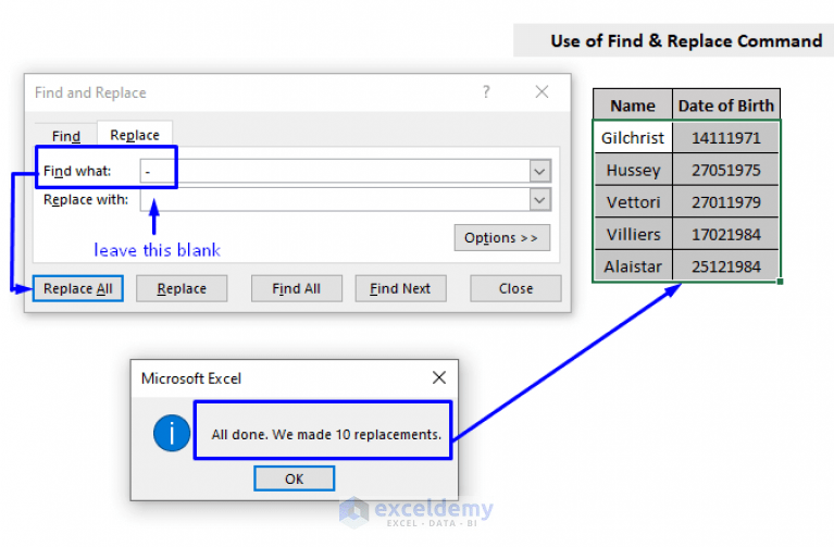 How to Remove Dashes in Excel (3 Methods) ExcelDemy