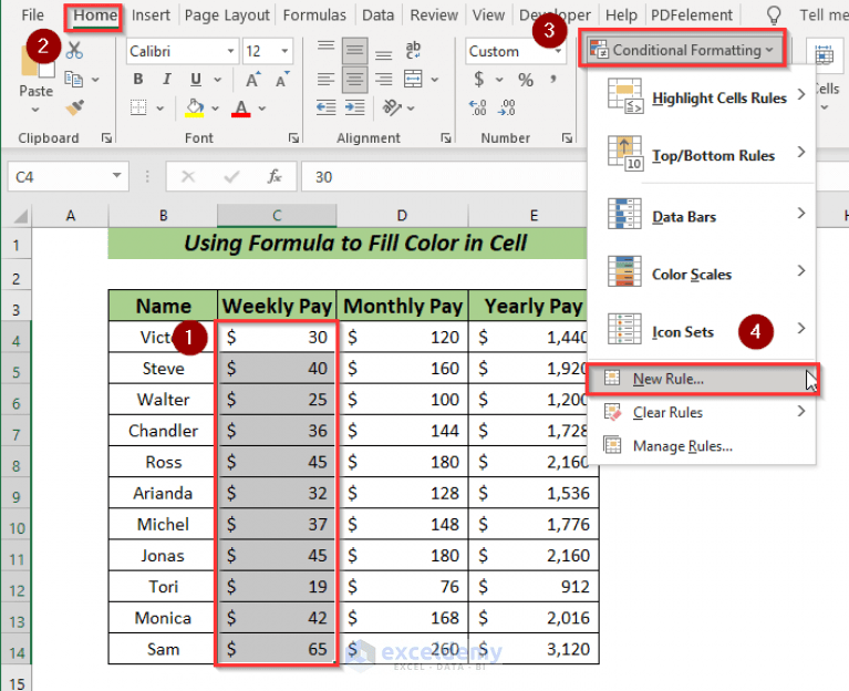 How to Fill Color in Excel Cell Using Formula (5 Easy Ways) ExcelDemy