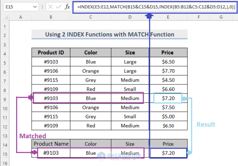 Excel INDEX MATCH with Multiple Criteria (4 Suitable Examples)