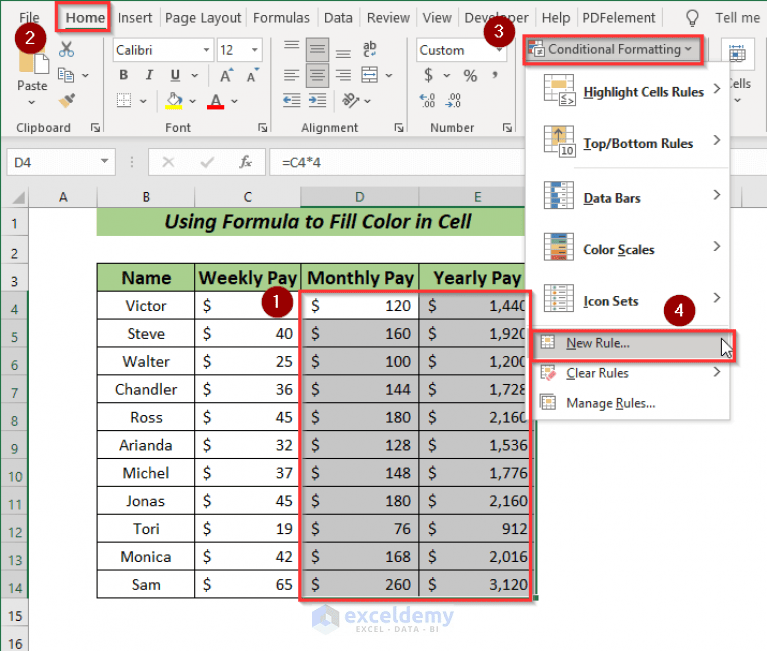 How to Fill Color in Excel Cell Using Formula (5 Easy Ways) ExcelDemy