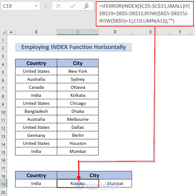 Using the INDEX Function to Match and Return Multiple Values Vertically