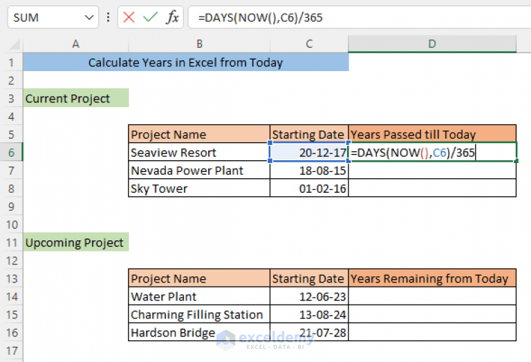 How to Calculate Years in Excel from Today (4 Ways) ExcelDemy