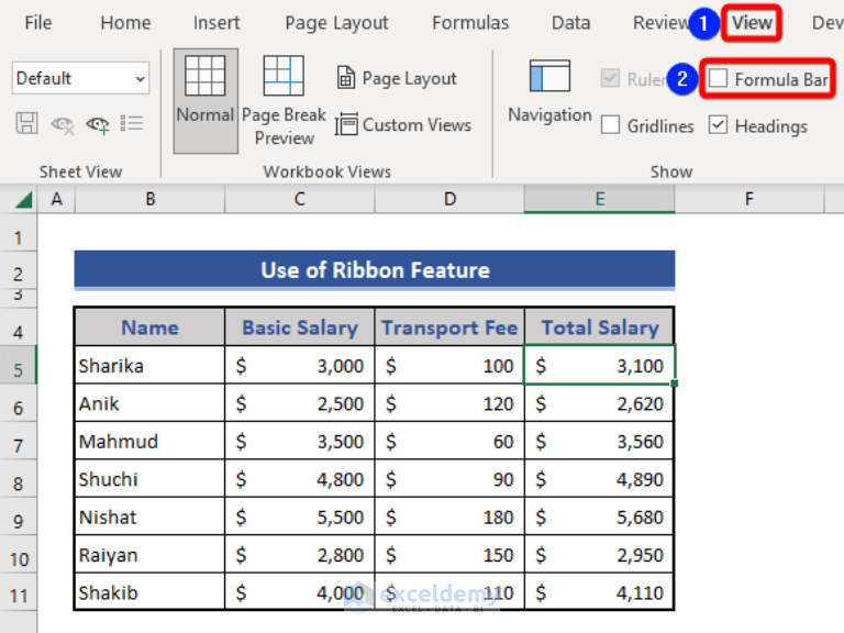 How to Show and Hide Formula Bar in Excel (3 Suitable Methods)