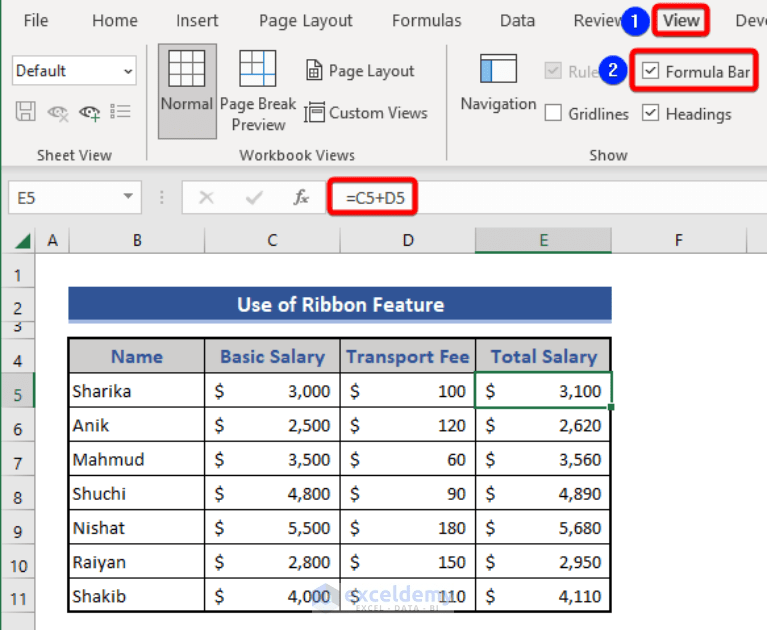 How to Show and Hide Formula Bar in Excel (3 Suitable Methods)