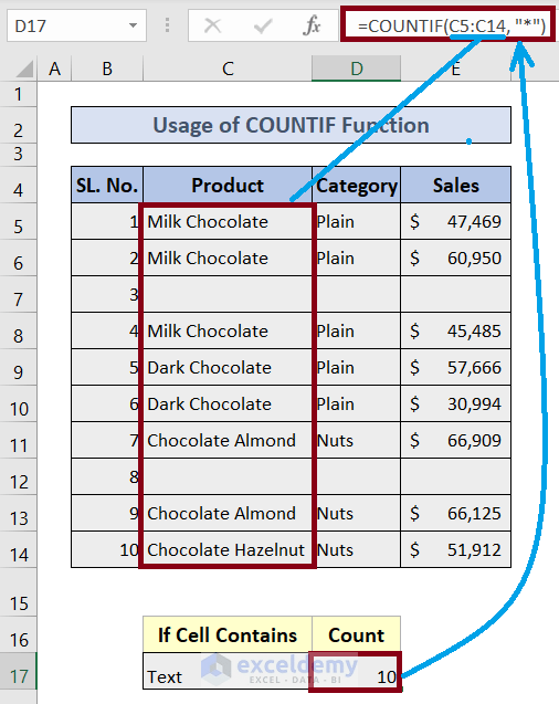 How to Count If a Cell Contains Any Text in Excel (4 Methods) - ExcelDemy