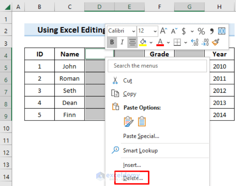 How to Delete Blank Columns in Excel (4 Quick Ways)