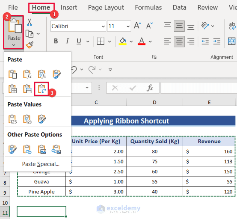 How to Paste Transpose in Excel Using Shortcut (4 Easy Ways) ExcelDemy