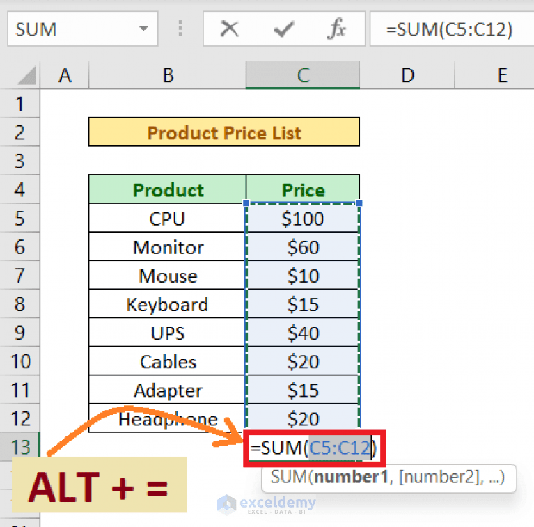 Sum Formula Shortcuts in Excel (3 Quick Ways) ExcelDemy
