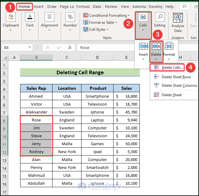 How to Delete a Cell in Excel (4 Easy Ways) ExcelDemy
