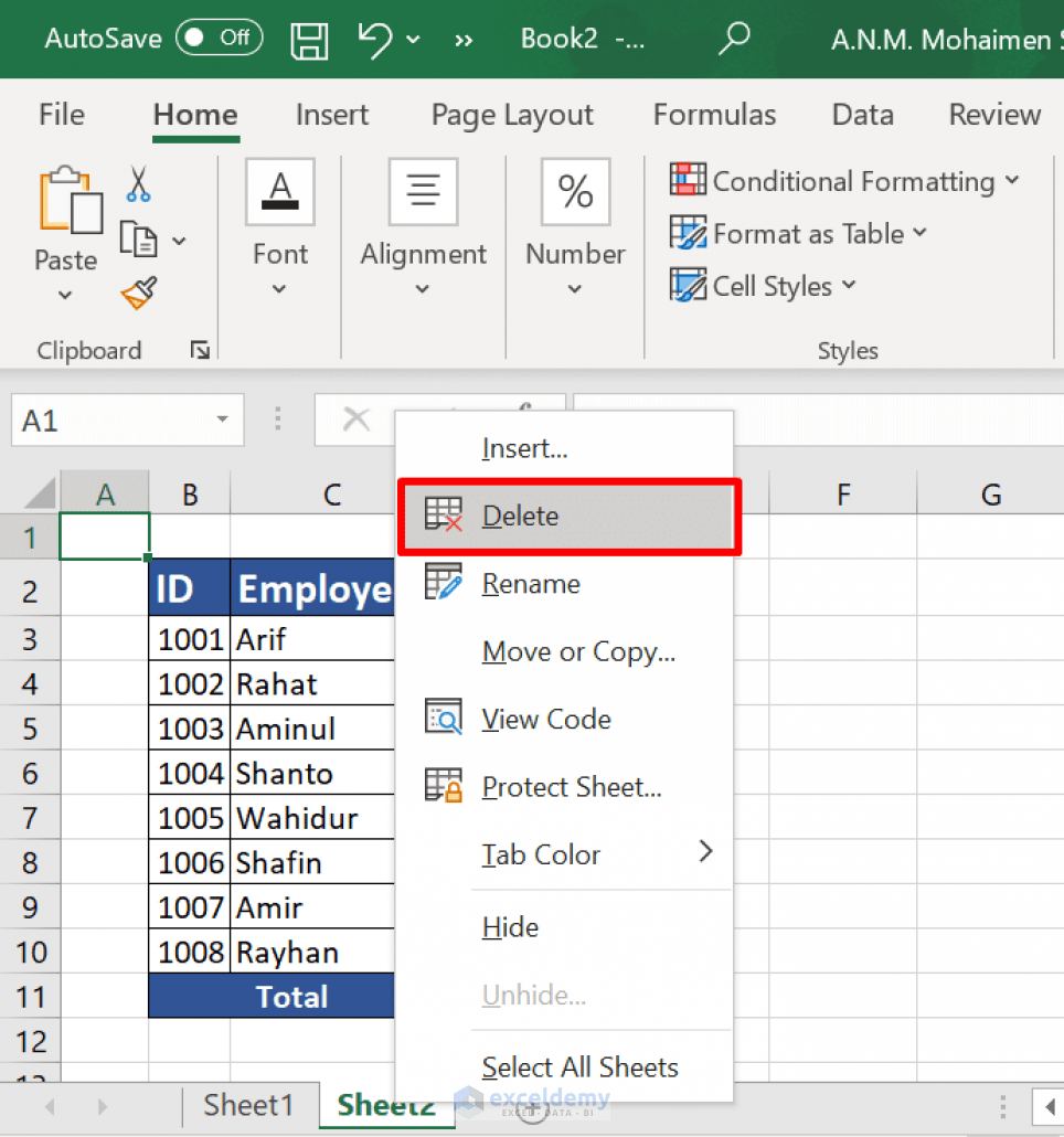 How to Delete a Sheet in Excel (5 Ways) ExcelDemy