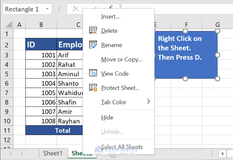 How to Delete a Sheet in Excel (5 Ways) ExcelDemy
