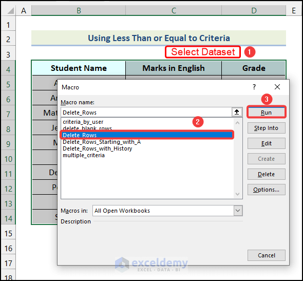 How to Use Macro to Delete Rows Based on Criteria in Excel