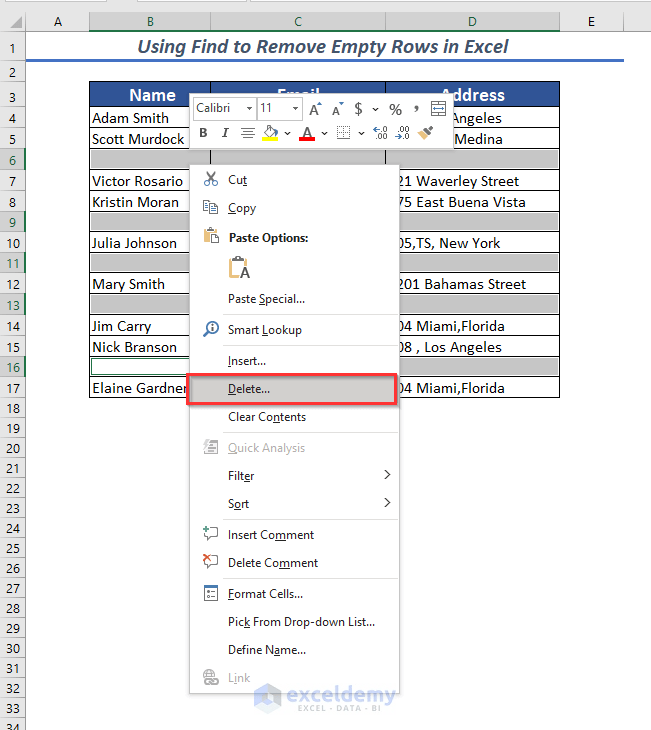 How to Remove Empty Rows in Excel (11 Easy Ways) ExcelDemy