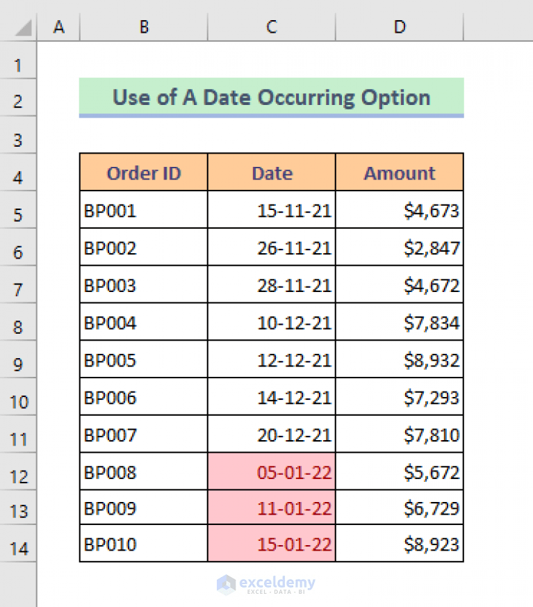 Excel Conditional Formatting for Dates within 30 Days ExcelDemy