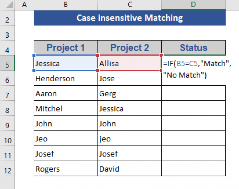 Excel Formula to Compare and Return Value from Two Columns