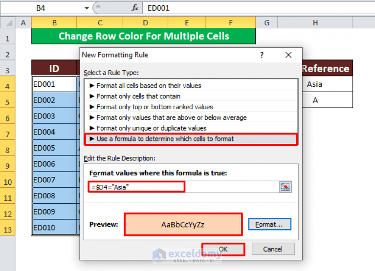 How to Change a Row Color Based on a Text Value in a Cell in Excel