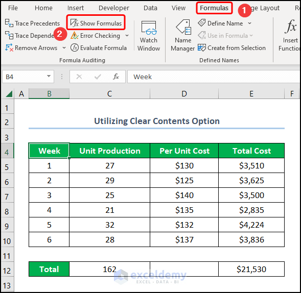 How to Clear Contents in Excel Without Deleting Formulas