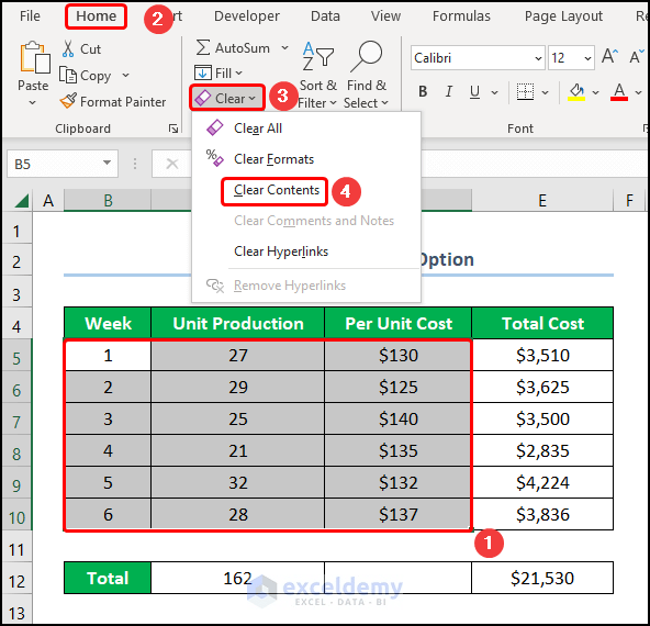 How to Clear Contents in Excel Without Deleting Formulas