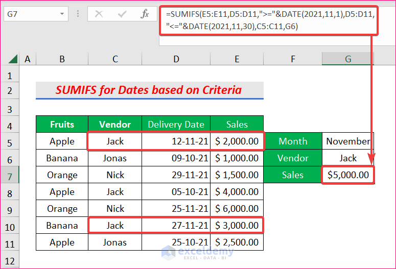How to Use the SUMIFS Formula with Multiple Criteria in Excel 11 Methods