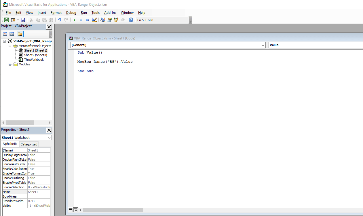 How to Use the Range Object of VBA in Excel (5 Properties)