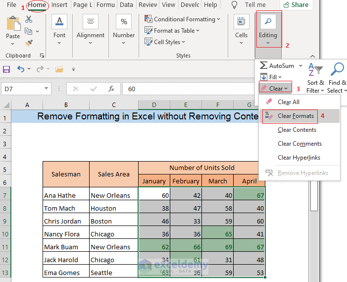 How to Remove Formatting in Excel Without Removing Contents