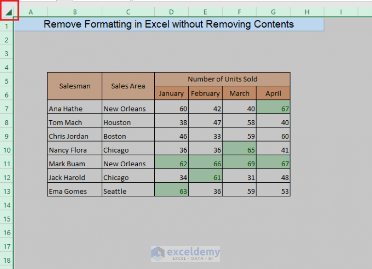 How to Remove Formatting in Excel Without Removing Contents