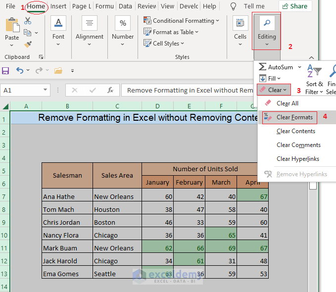 How to Remove Formatting in Excel Without Removing Contents