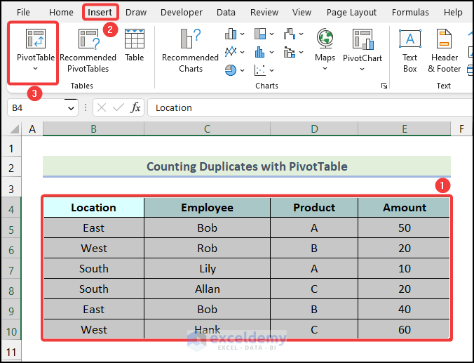 Count Duplicate Values In Excel Pivot Table
