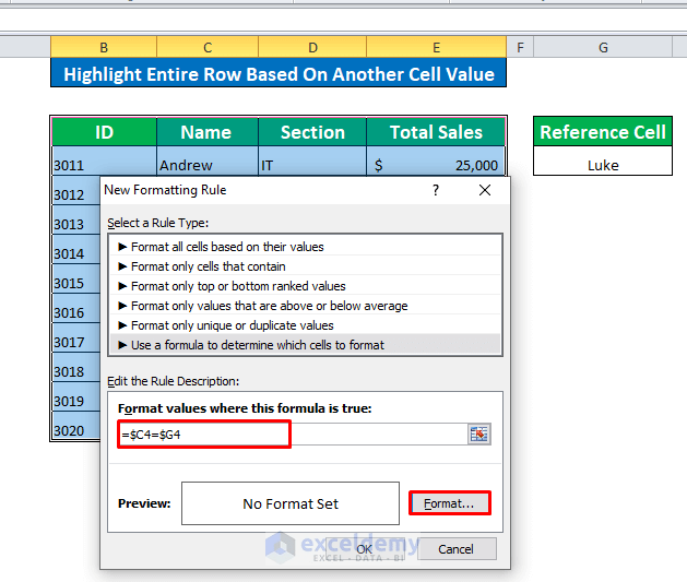 How to Do Conditional Formatting Based on Another Cell in Excel (6 Easy