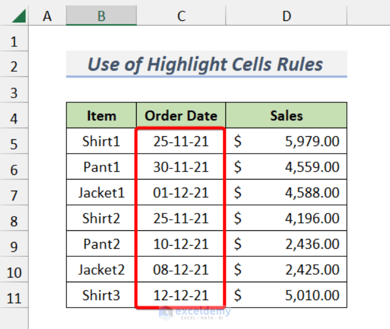 How to Highlight Row with Conditional Formatting Based on Date in Excel