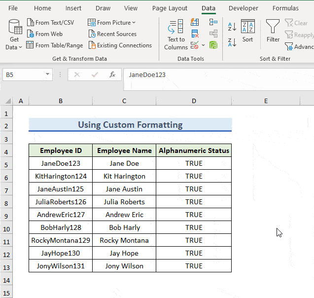 How to Perform Data Validation for Alphanumeric Only in Excel