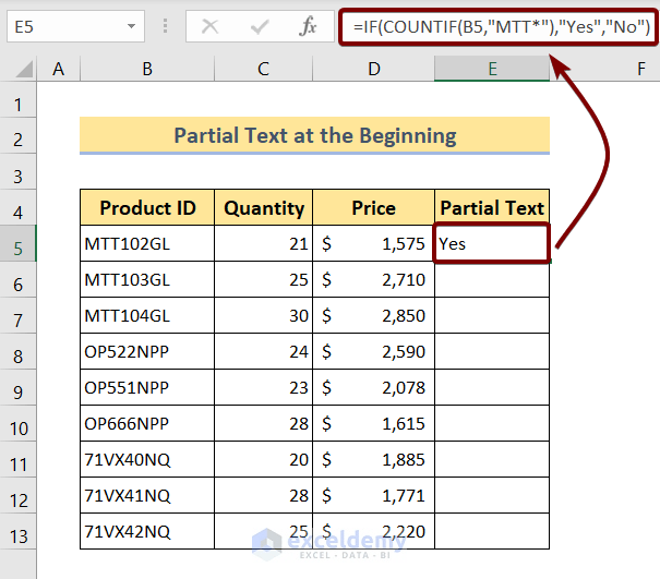 Check If Cell Contains Partial Text in Excel (5 Ways) ExcelDemy